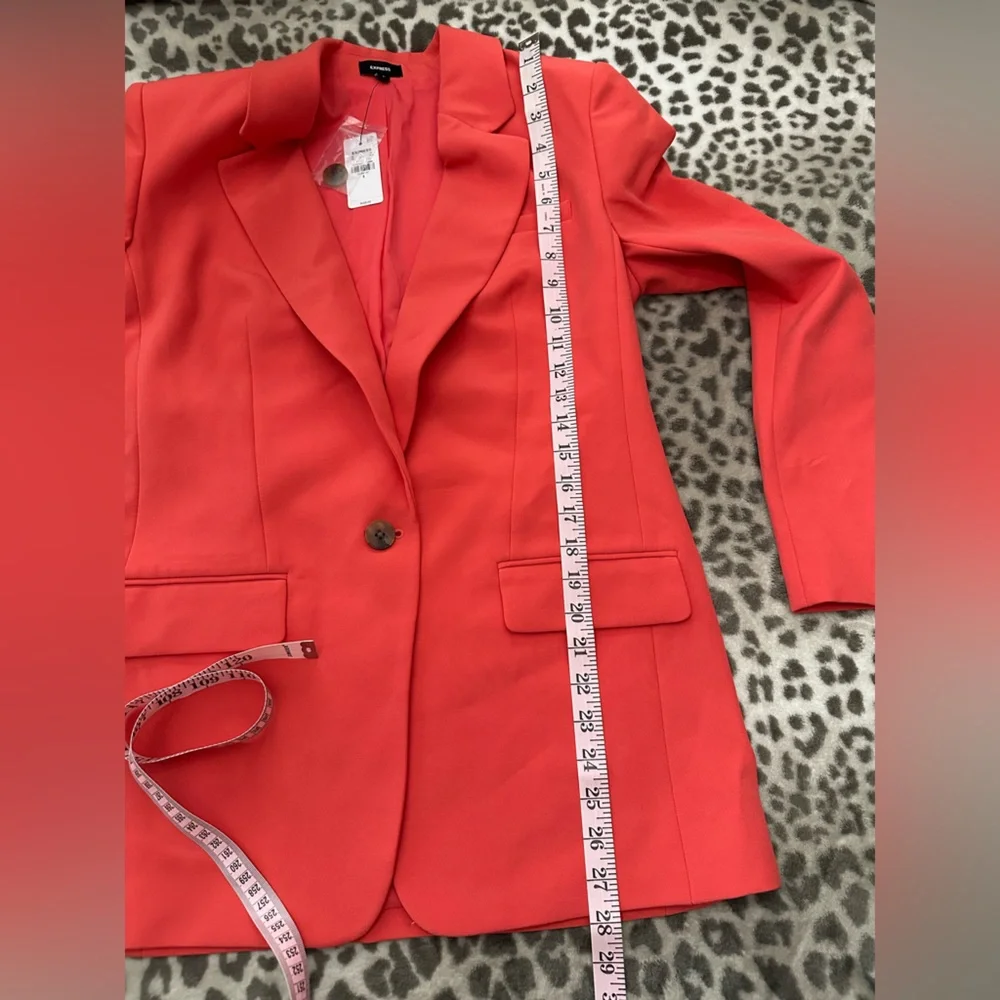 Express Studio Stretch Twill Boyfriend Blazer in Hot Coral Size Small Women’s - Picture 16 of 17